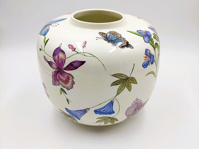 Andlovitz, Vaso, Lavenia, 1940, modello, 2549, decoro floreale, Laveno, SCI, società, ceramica, Laveno, XXsec, fiori, colorati, 