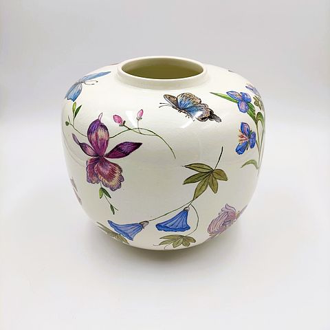 Andlovitz, Vaso, Lavenia, 1940, modello, 2549, decoro floreale, Laveno, SCI, società, ceramica, Laveno, XXsec, fiori, colorati, 