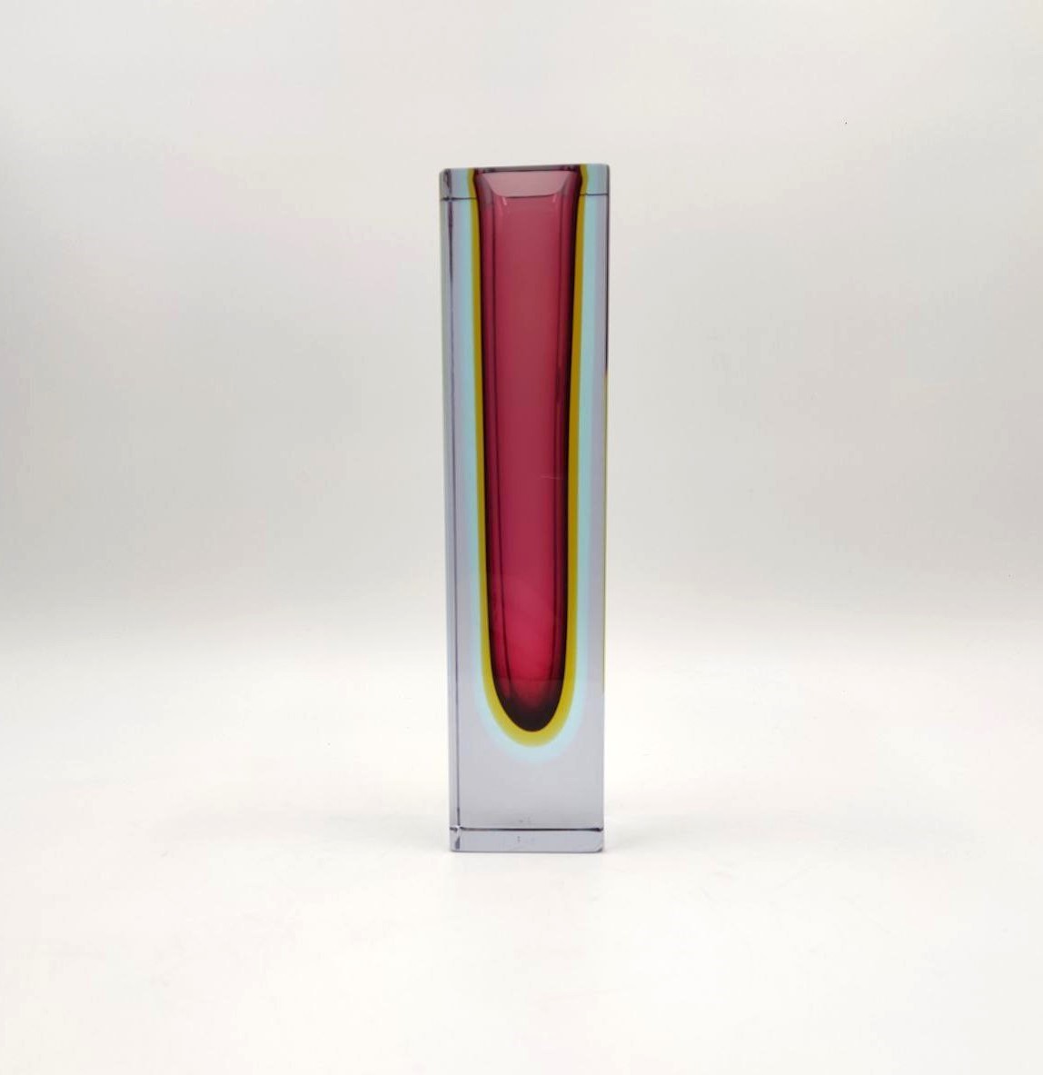 Murano, vaso, vetro, sommerso, colorato, vetreria, muranese, anni60, Venezia, italian, glass, 1960s, 