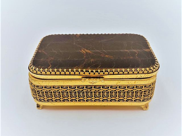 scatola, ottone, pietra, occhio, di, tigre, made, in, Italy, Italia, anni50, box, brass, tigers, eye, stone, 1950s, 