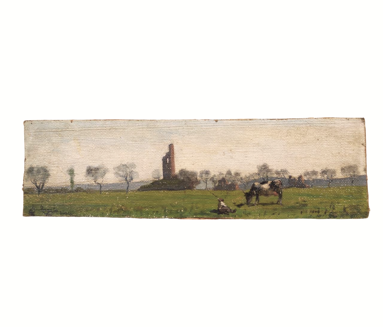 Giuseppe, Raggio, campagna, romana, XIXsec, 1848, 1800, Genova, Roma, pastore, mucca, divisionismo, arte, pittura, italiana, Italia, metà, 800, 