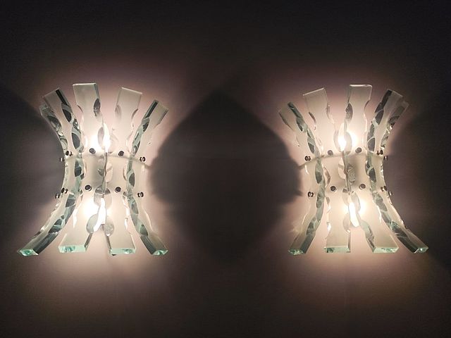 Fontana, Arte, studio04, zero, quattro, vetro, scalpellato, color, marina, 1960s, glass, lamp, Italy, design, lighting, 