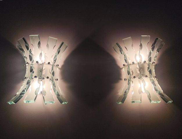 Fontana, Arte, studio04, zero, quattro, vetro, scalpellato, color, marina, 1960s, glass, lamp, Italy, design, lighting, 