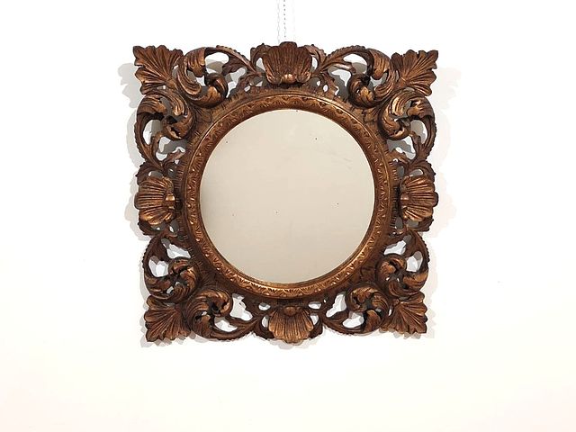 Specchiera, specchio, cornice, legno, intagliato, dorato, anni60, 
