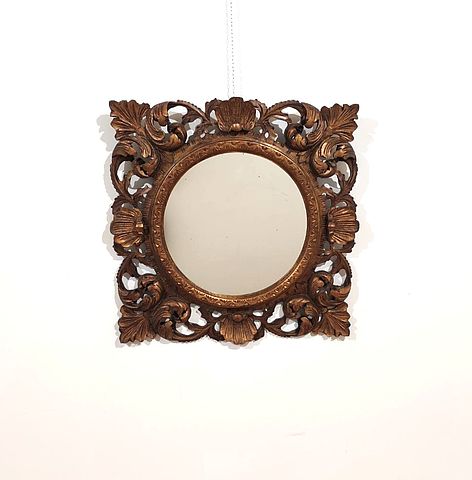 Specchiera, specchio, cornice, legno, intagliato, dorato, anni60, 