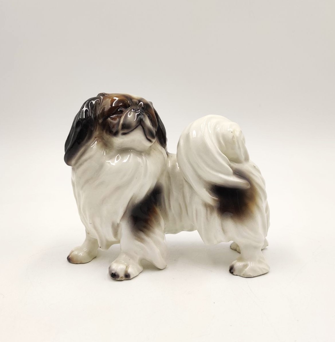 Goldscheider, Otto, Jarl, cane, Pechinese, ceramica, policroma, invetriata, decorata, mano, Austria, anni, 30, 1930, inizi, XX, secolo, policrome, ceramic, dog, antiquariato, antiques, malusardi, antichità, 