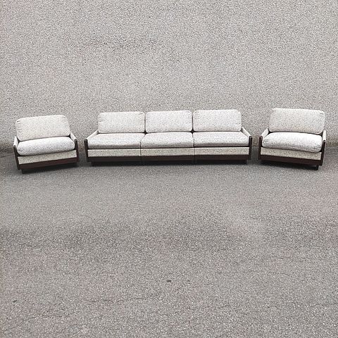 Cassina, Afra, Tobia, Scarpa, coppia, poltrone, n920, legno, scuro, esotico, palissandro, tessuto, Missoni, anni60, anni70, 1960s, 1970s, Italia, Italy, Cassina, pairof, armchairs, sofa, 