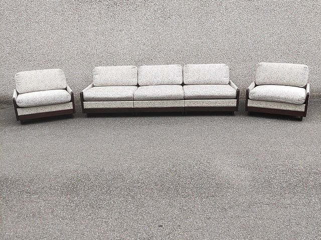 Cassina, Afra, Tobia, Scarpa, coppia, poltrone, n920, legno, scuro, esotico, palissandro, tessuto, Missoni, anni60, anni70, 1960s, 1970s, Italia, Italy, Cassina, pairof, armchairs, sofa, 