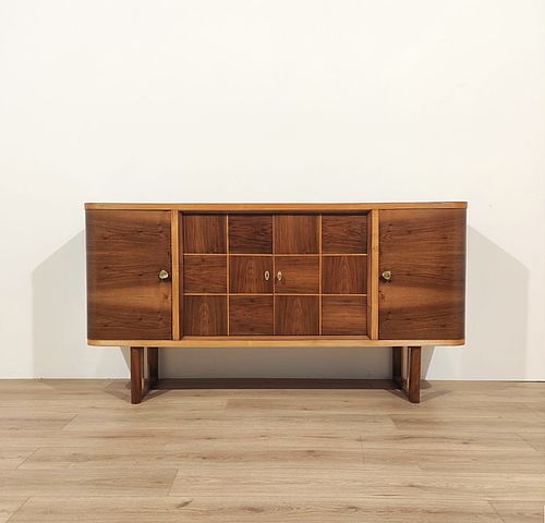 credenza, legno, noce, maniglie, chiave, ottone, razionalista, anni50, Italia, produzione, alta, qualità, italian, sideboard, walnut, wood, brass, 1950s, 