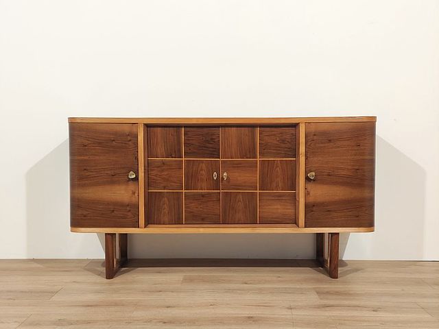 credenza, legno, noce, maniglie, chiave, ottone, razionalista, anni50, Italia, produzione, alta, qualità, italian, sideboard, walnut, wood, brass, 1950s, 