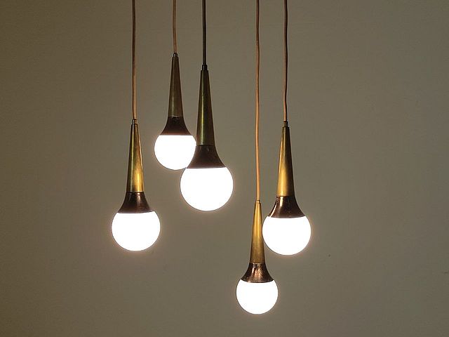 Stilnovo, lampada, cascata, ottone, vetro, satinato, 1950s, 1960s, made, in, Italy, midcentury, catalogo, stilnovo, cascade, lamp, 