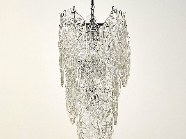 Mazzega, vetro, ragnatela, lampada, lampadario, 6luci, 20, lastre, vetro, struttura, metallo, Murano, anni60, anni70, Venezia, Murano, ceiling, lamp, spiderweb, glass, Mazzega, factory, 