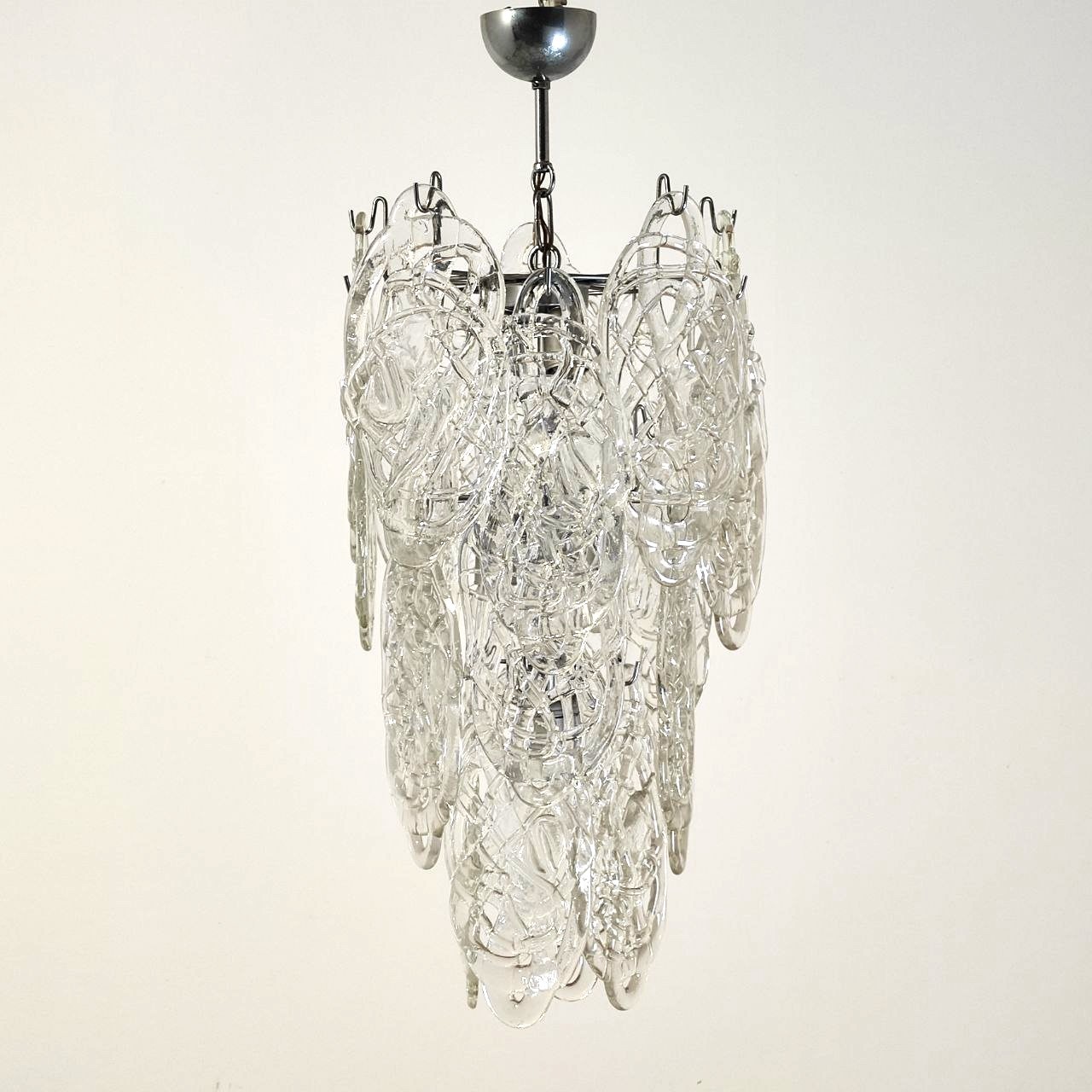 Mazzega, vetro, ragnatela, lampada, lampadario, 6luci, 20, lastre, vetro, struttura, metallo, Murano, anni60, anni70, Venezia, Murano, ceiling, lamp, spiderweb, glass, Mazzega, factory, 