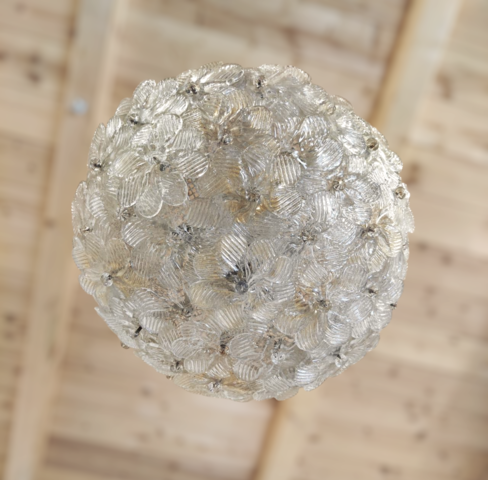 Rosette, Seguso, Venini, lampada, soffitto, plafoniera, fiori, vetro, doratura, golden, glass, Murano, anni, 60, 70, illuminazione, design, lighting, Italy, Italia, 