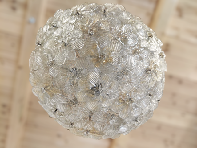 Rosette, Seguso, Venini, lampada, soffitto, plafoniera, fiori, vetro, doratura, golden, glass, Murano, anni, 60, 70, illuminazione, design, lighting, Italy, Italia, 