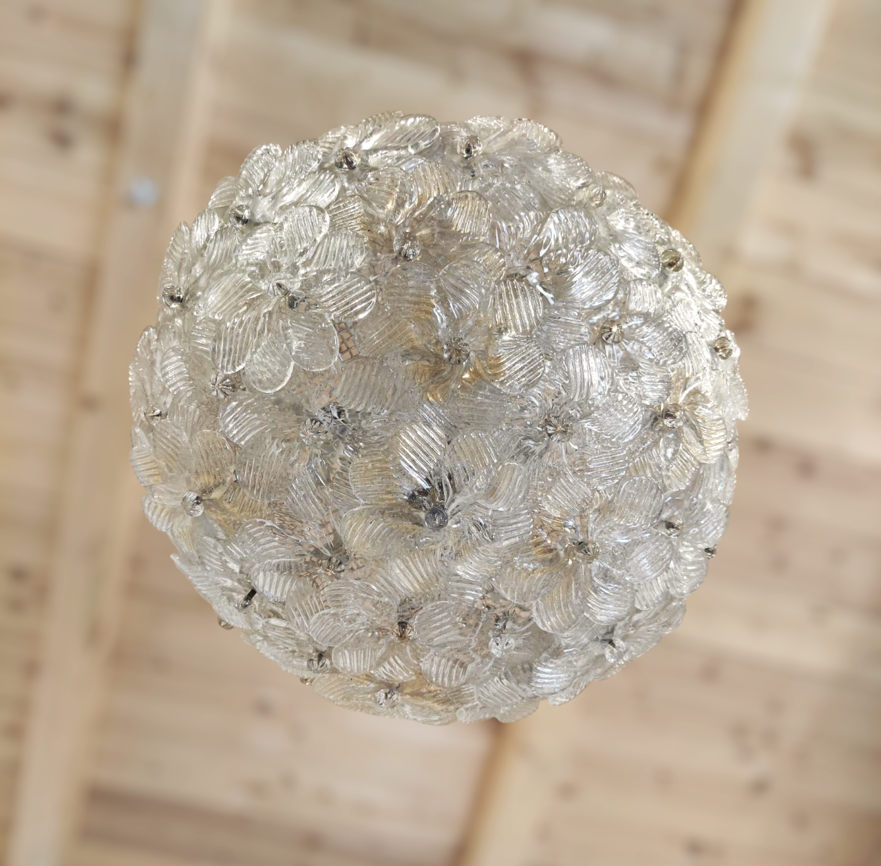 Rosette, Seguso, Venini, lampada, soffitto, plafoniera, fiori, vetro, doratura, golden, glass, Murano, anni, 60, 70, illuminazione, design, lighting, Italy, Italia,