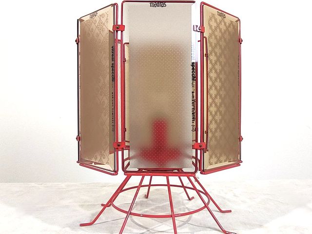 Vitreal, specchi, Madras, lampada, tavolo, table, lamp, 1970s, 1980s, campioni, lastre, vetro, anni70, anni80, 
