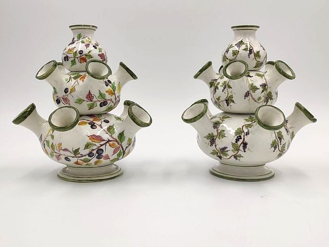 ceramica, Nove, di, Bassano, Italy, tulipaniere, vasi, porta, fiori, porcellana, decorata, motivi, vegetali, 900, inizi, XXsec, 