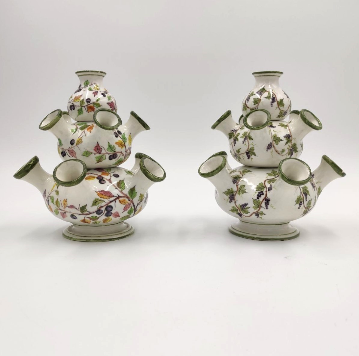 ceramica, Nove, di, Bassano, Italy, tulipaniere, vasi, porta, fiori, porcellana, decorata, motivi, vegetali, 900, inizi, XXsec,