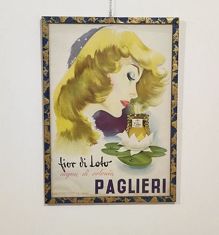 Antonio, Mosca, Paglieri, manifesto, pubblicitario, fior, di, Loto, acqua, colonia, 1950s, 1960s, Italy, litografia, cromolitografia, Zanini, &, Cellerino, anni50, anni60, 