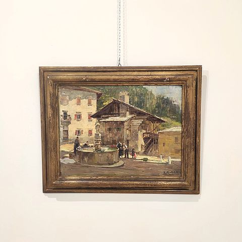 Lodovico, Zambeletti, olio, su, tela, anni30, 1930s, XXsec, Casa, di, Tiziano, Pieve, di, Cadore, Veneto, Italia, pittura, italiana, 