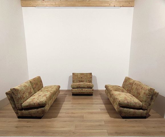 Cassina, Paolo, Caliari, divani, poltrona, modello895, 1963, italian, design, Caliari, sofa, armchair, padded, wood, structure, 1960s, 