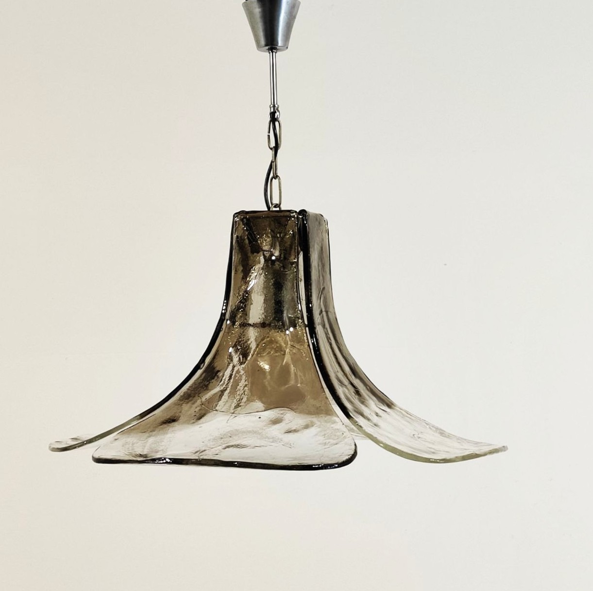 Carlo, Nason, AVMazzega, Angelo, Vittorio, Mazzega, lampada, LS185, flower, vetri, a, piastre, cristallo, tabacco, anni60, Murano, glass, 1960s, 