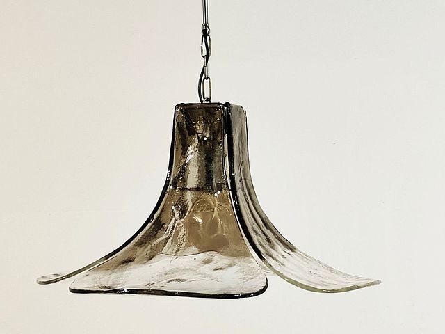 Carlo, Nason, AVMazzega, Angelo, Vittorio, Mazzega, lampada, LS185, flower, vetri, a, piastre, cristallo, tabacco, anni60, Murano, glass, 1960s, 