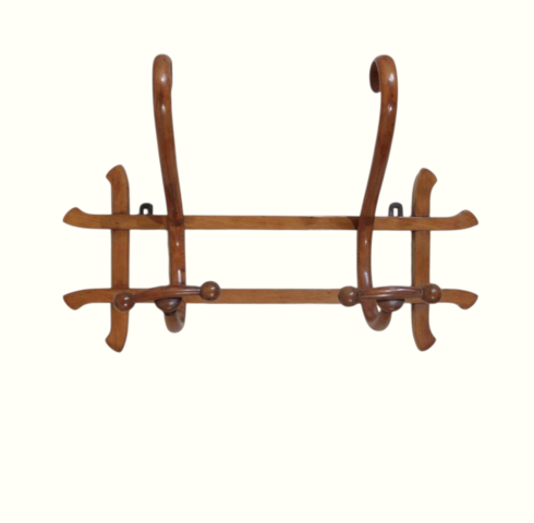 thonet, appendiabiti, legno, faggio, curvato, vapore, austria, 1890, xix, secolo, produzione, austriaca, marchio, fuoco 