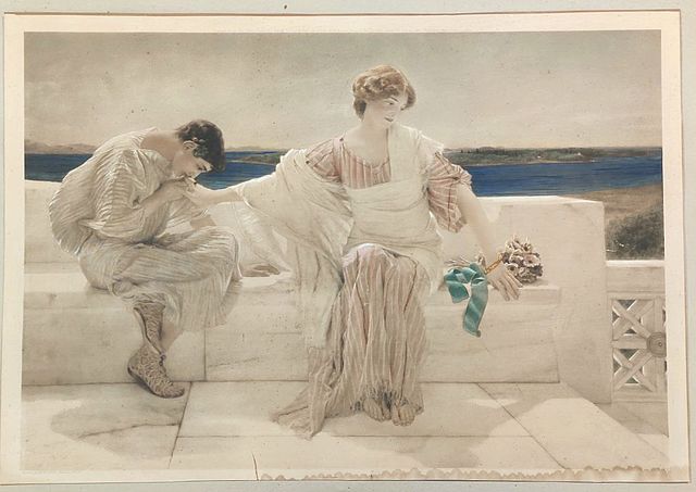stampa, originale, darte, askmenomore, dipinto, peinture, AlmaTadema, Sir, Lawrence, Alma, Tadema, 1906, Arthur, Tooth, and, Sons, Stiefbold, Berlin, heliogravure, fotoincisione, Royal, Academy, of, Arts, London, pittore, romantico, 