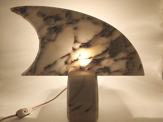lampada, tavolo, marmo, bianco, Carrara, marmo, rosa, Italia, anni60, desk, lamp, white, rose, marble, 1960s, Italy, 