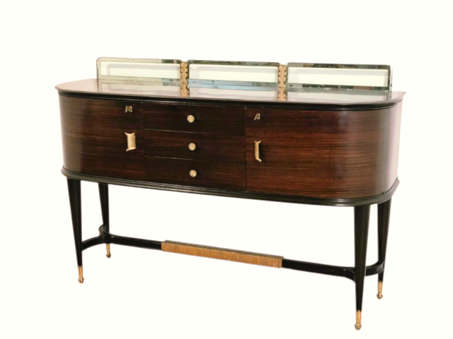 Paolo, Buffa, sideboard, Ulrich, Vittorio, Dassi, credenza, alto, high, design, dorature, legno, ottone, vetro, anni50, 1950s, 
