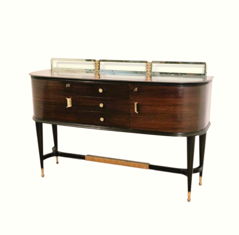 Paolo, Buffa, sideboard, Ulrich, Vittorio, Dassi, credenza, alto, high, design, dorature, legno, ottone, vetro, anni50, 1950s, 