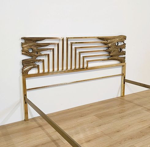 letto, ottone, bronzo, dorato, Luciano, Frigerio, anni60, anni70, Frigerio, bed, brass, bronze, 1970s, mede, in, Italy, 