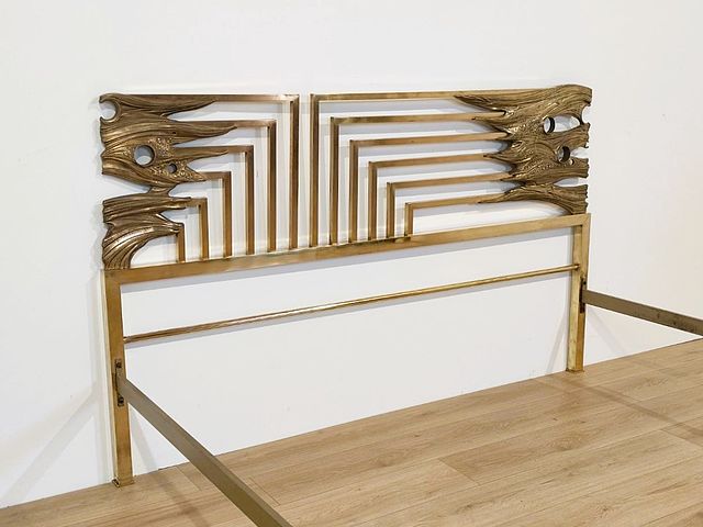 letto, ottone, bronzo, dorato, Luciano, Frigerio, anni60, anni70, Frigerio, bed, brass, bronze, 1970s, mede, in, Italy, 