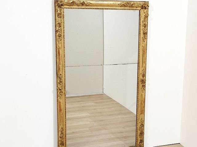 specchiera, antica, neoclassica, grande, specchio, mercurio, cornice, legno, dorata, decorazione, foglia, oro, fiori, XVIIIsec, XIXsec, 