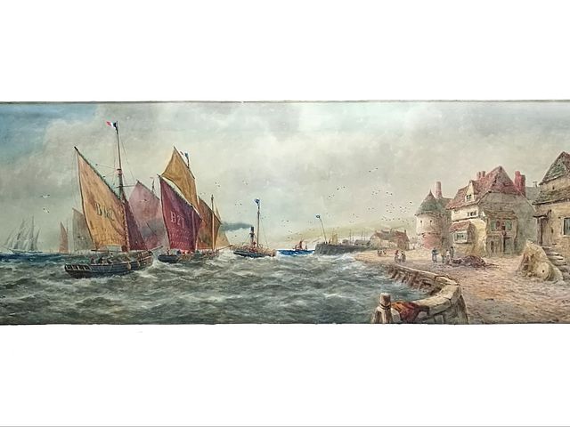Hardy, Thomas, Bush, RBA, acquerello, watercolour, TBHardy, French, fishing, boats, 1892, pescherecci, canale, Manica, fineXIXsec, Royal, Society, British, Artists, 