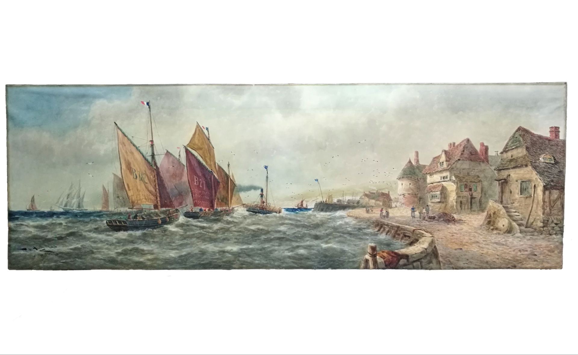 Hardy, Thomas, Bush, RBA, acquerello, watercolour, TBHardy, French, fishing, boats, 1892, pescherecci, canale, Manica, fineXIXsec, Royal, Society, British, Artists, 