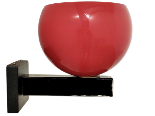 venini, italia, 81, 1981, firma, incisa, acido, applique, vetro, rosso, nero, illuminazione, lighting, glass, red, black, italia, Italy, 1980, anni, 80, eighties, 