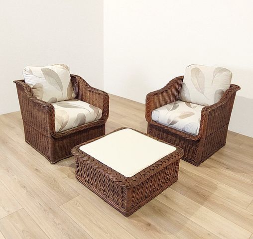 Wicker, Works, armchairs, table, vimini, rattan, XXsec, Italy, 1960s, 1970s, madeinitaly, wicker, 