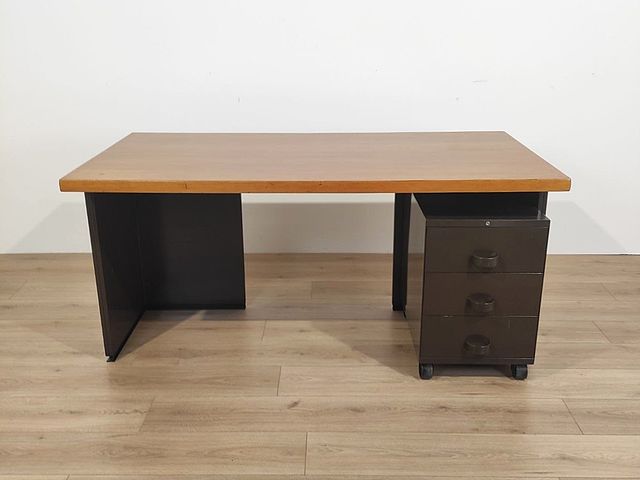 Graphis, scrivania, Tecno, design, 1968, Osvaldo, Borsani, Eugenio, Gerli, ufficio, scrivania, anni70, metallo, verniciato, marrone, piano, legno, noce, Graphis, modular, system, 