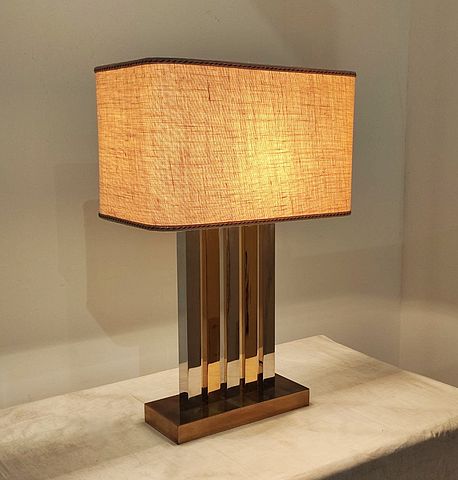 Romeo, Rega, table, lamp, cromed, metal, brass, 1970s, lampada, tavolo, ottone, metallo, cromato, anni70, Italy, 