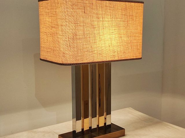 Romeo, Rega, table, lamp, cromed, metal, brass, 1970s, lampada, tavolo, ottone, metallo, cromato, anni70, Italy, 
