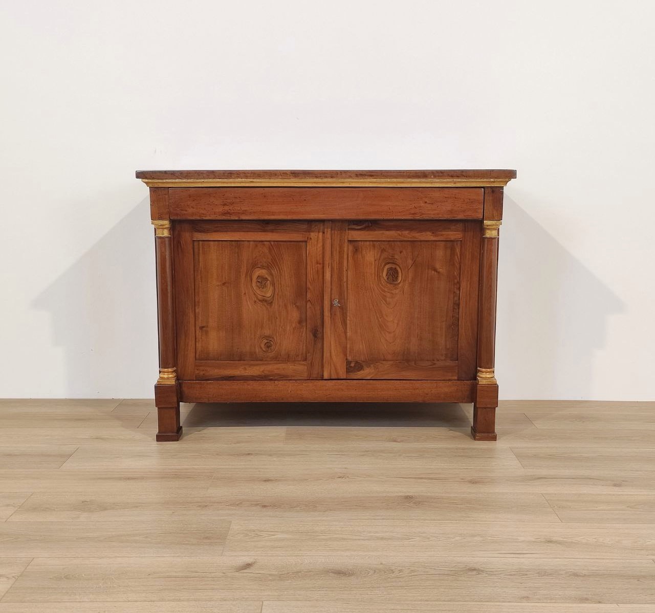 credenza, antica, in, noce, dorature, foglia, oro, stile, Impero, tardo, impero, inizi, 800, primi, XIXsec, Italia,