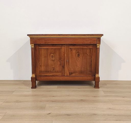 credenza, antica, in, noce, dorature, foglia, oro, stile, Impero, tardo, impero, inizi, 800, primi, XIXsec, Italia, 