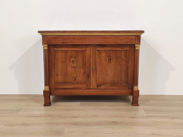 credenza, antica, in, noce, dorature, foglia, oro, stile, Impero, tardo, impero, inizi, 800, primi, XIXsec, Italia, 