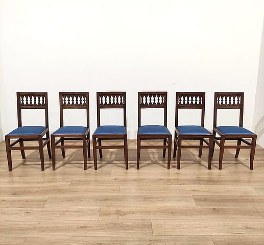 gruppo, 6sedie, sei, sedute, legno, noce, epoca, Direttorio, fine700, fineXVIIIsec, Italia, sedie, antiche, 