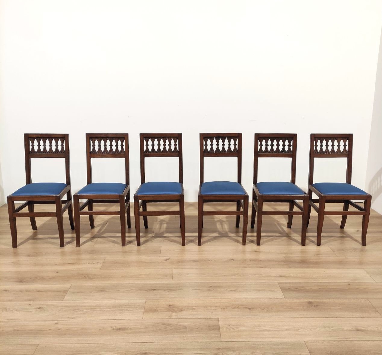 gruppo, 6sedie, sei, sedute, legno, noce, epoca, Direttorio, fine700, fineXVIIIsec, Italia, sedie, antiche, 