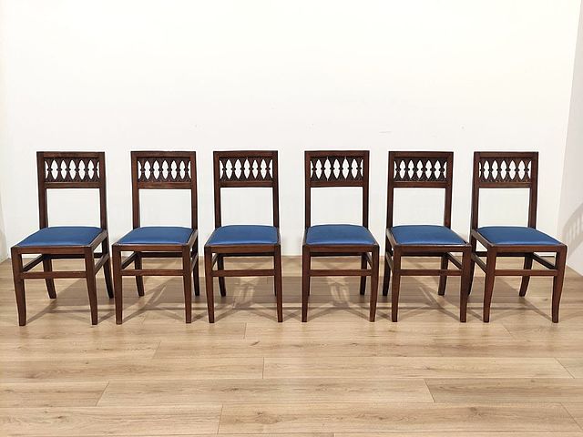 gruppo, 6sedie, sei, sedute, legno, noce, epoca, Direttorio, fine700, fineXVIIIsec, Italia, sedie, antiche, 