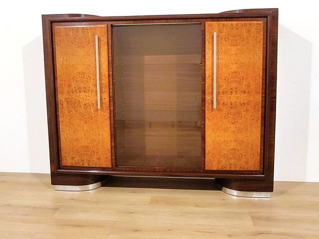 credenza, razionalista, legno, radica, vetro, scorrevole, acciaio, 1940, 1950, Razionalismo, Giò, Ponti, Highboard, sideboard, modernism, wood, glass, still, 1940s, 1950s, made, in, Italy, 
